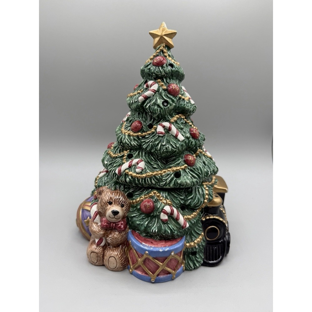 FITZ & FLOYD 1994 FIGURAL 2 PIECE VOTIVE CANDLE SANTA'S LIST Christmas 10"
